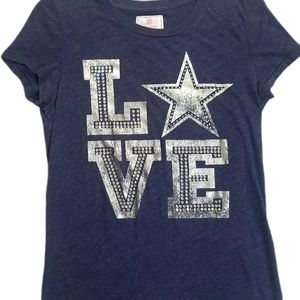 NFL Dallas Cowboys Pink Victoria's Secret Bling Top VS L✭VE LOVE Shirt Sz M